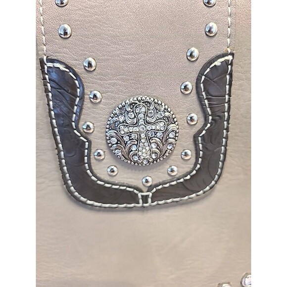 P&G Collection Western Purse - Taupe w/Rhinestones - Pockets -NWT - Picture 3 of 11